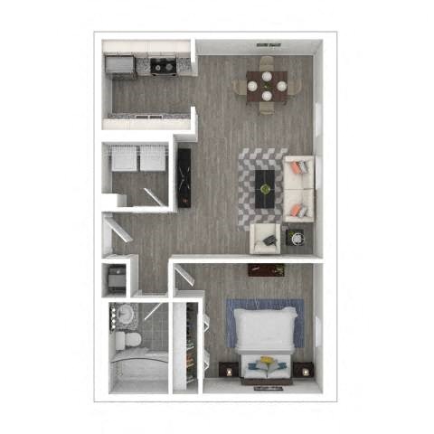 Floor plan for 1 bed, 1 bath, 575 sqft